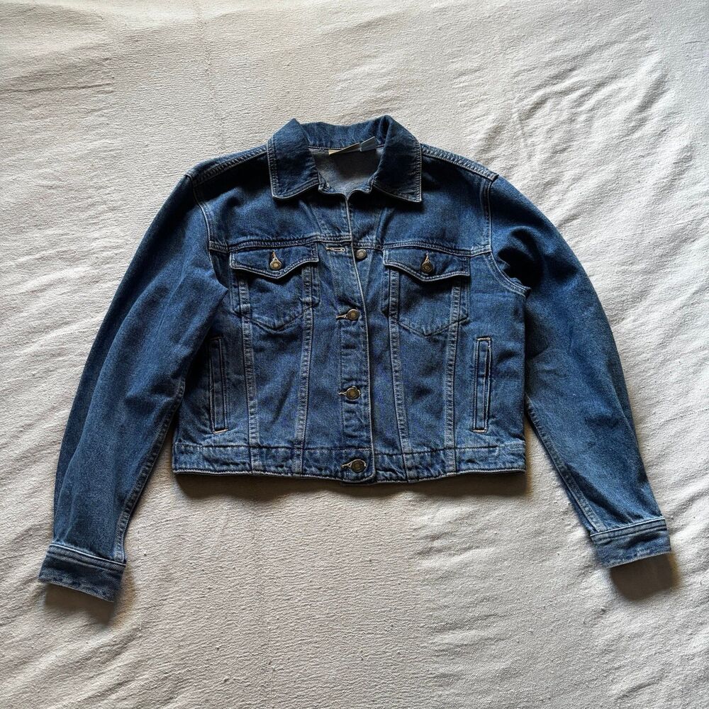 Vintage 90s Liz Claiborne Lizwear Medium Wash Denim Trucker Jacket Size Small